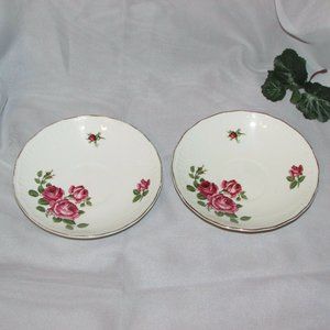 2 Swinnerton's Luxor Vellum Saucers for Coffee Cup or Teacup Vintage Pink Roses